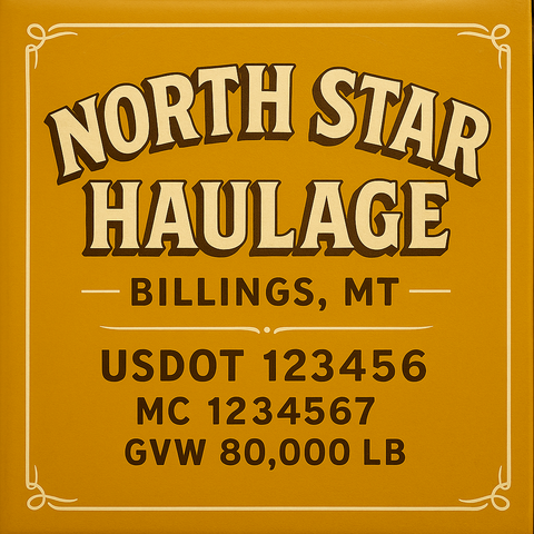 Custom Truck Door Lettering Sticker Decal Signs With Company Name, Location, USDOT, MC, CA, KYU, GVW & More | Create Your Own USDOT Truck Door Sign