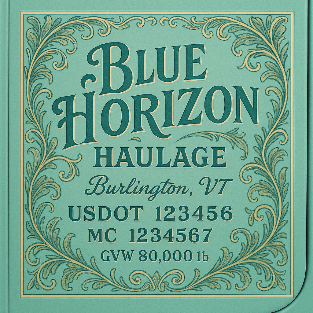 Custom Truck Door Lettering Sticker Decal Signs With Company Name, Location, USDOT, MC, CA, KYU, GVW & More | Create Your Own USDOT Truck Door Sign