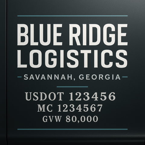 Custom Truck Door Lettering Sticker Decal Signs With Company Name, Location, USDOT, MC, CA, KYU, GVW & More | Create Your Own USDOT Truck Door Sign