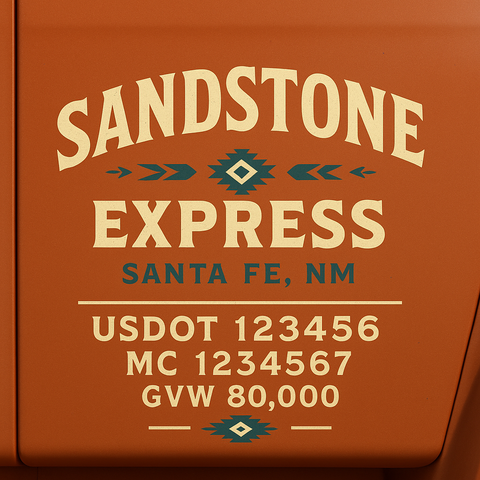 Custom Truck Door Lettering Sticker Decal Signs With Company Name, Location, USDOT, MC, CA, KYU, GVW & More | Create Your Own USDOT Truck Door Sign