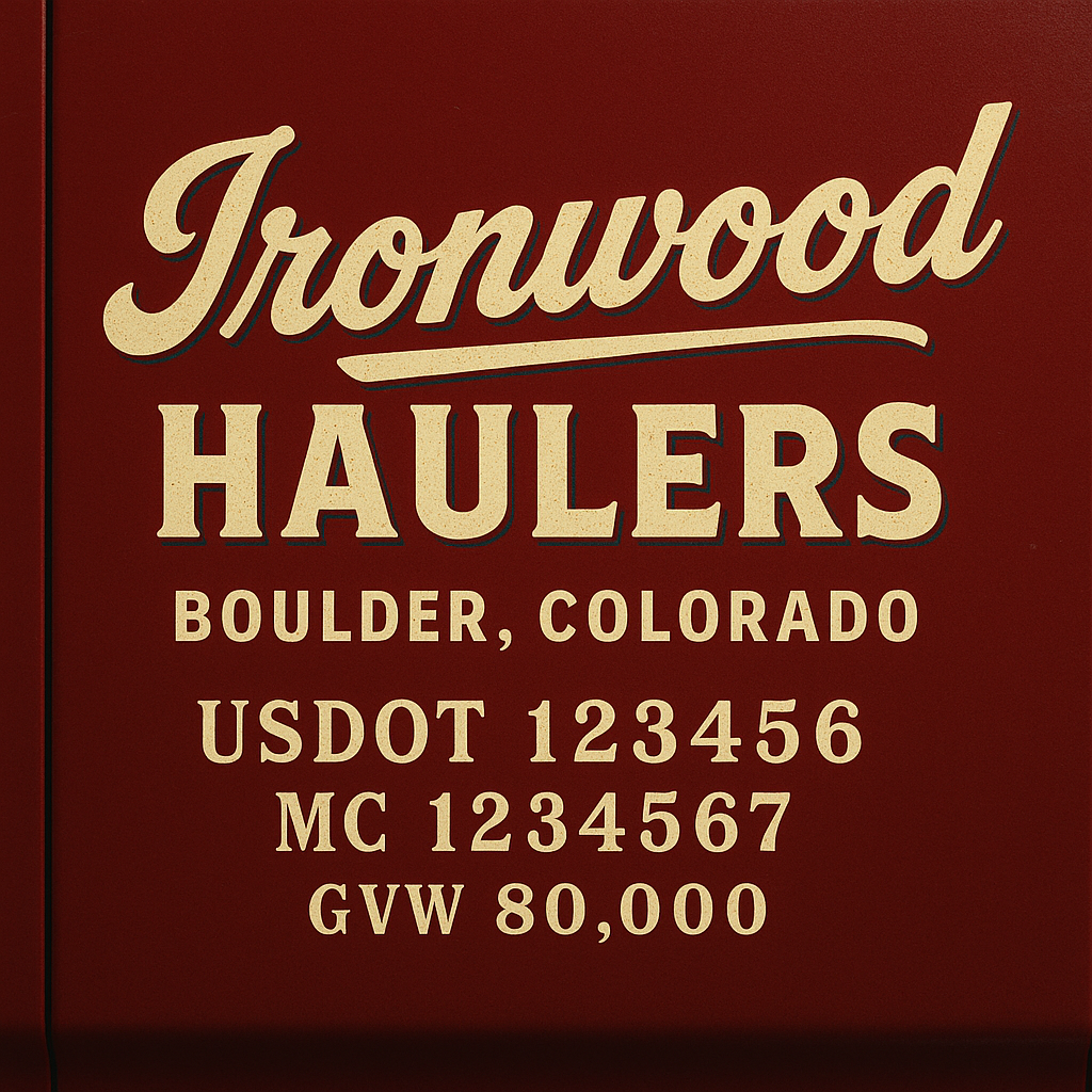 Custom Truck Door Lettering Sticker Decal Signs With Company Name, Location, USDOT, MC, CA, KYU, GVW & More | Create Your Own USDOT Truck Door Sign