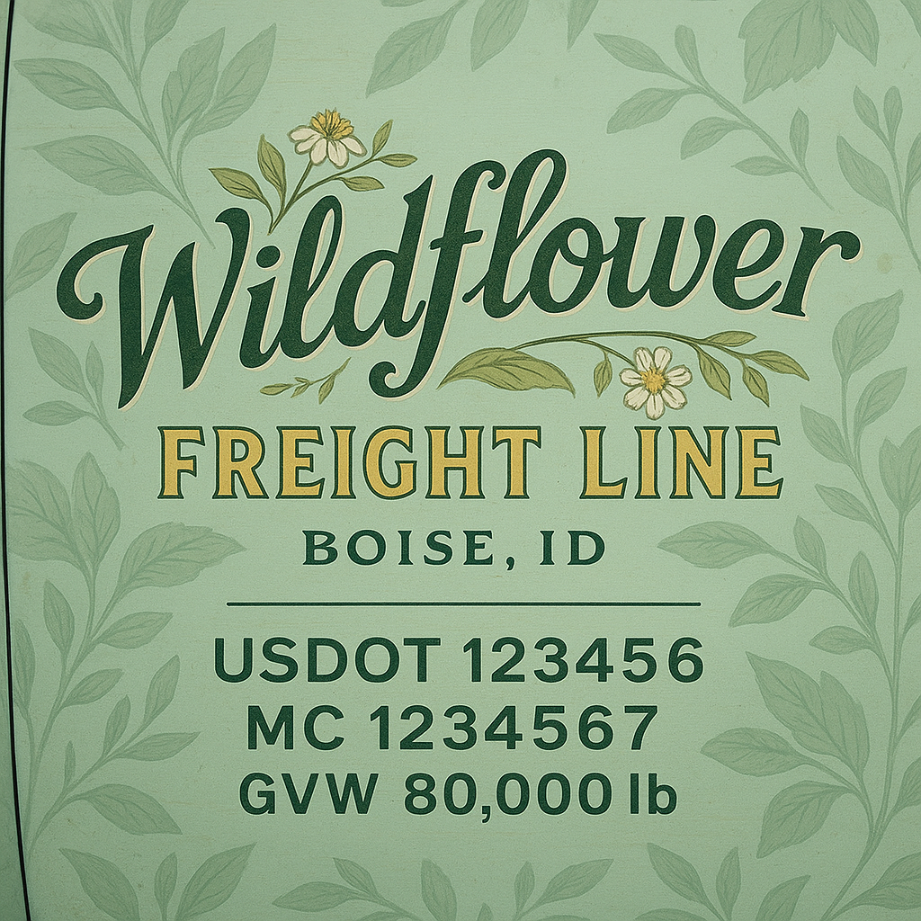 Custom Truck Door Lettering Sticker Decal Signs With Company Name, Location, USDOT, MC, CA, KYU, GVW & More | Create Your Own USDOT Truck Door Sign