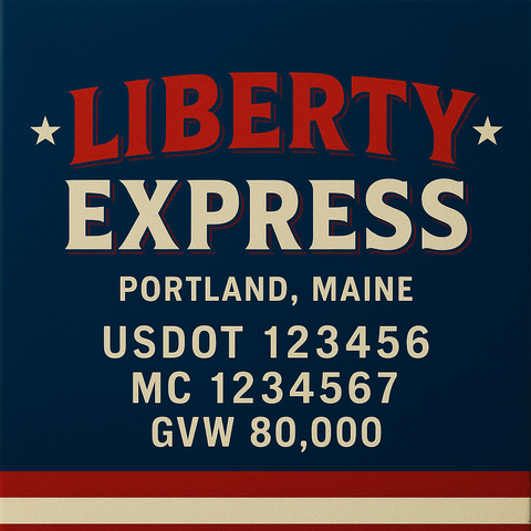 Custom Truck Door Lettering Sticker Decal Signs With Company Name, Location, USDOT, MC, CA, KYU, GVW & More | Create Your Own USDOT Truck Door Sign