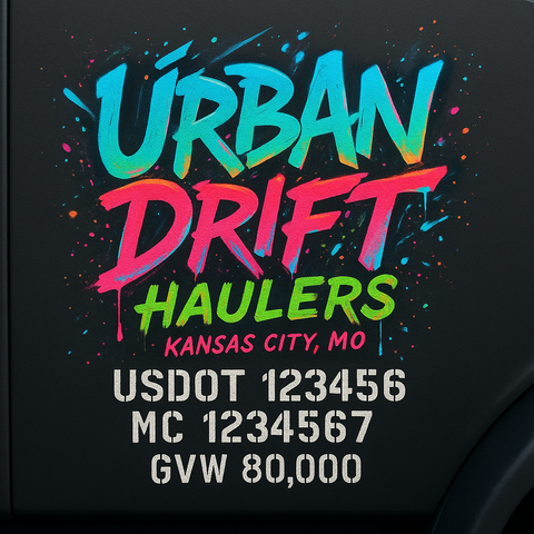 Custom Truck Door Lettering Sticker Decal Signs With Company Name, Location, USDOT, MC, CA, KYU, GVW & More | Create Your Own USDOT Truck Door Sign