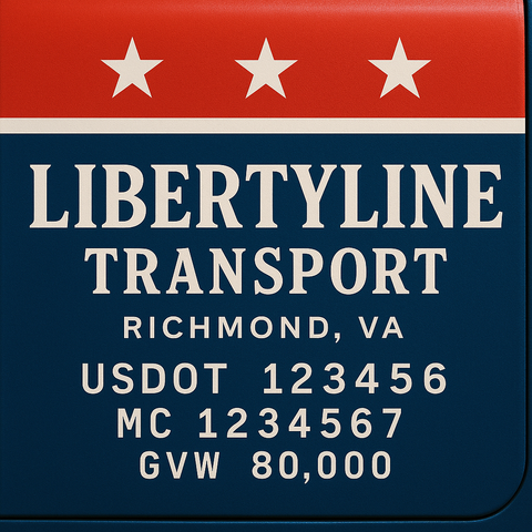 Custom Truck Door Lettering Sticker Decal Signs With Company Name, Location, USDOT, MC, CA, KYU, GVW & More | Create Your Own USDOT Truck Door Sign