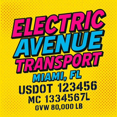 Custom Truck Door Lettering Sticker Decal Signs With Company Name, Location, USDOT, MC, CA, KYU, GVW & More | Create Your Own USDOT Truck Door Sign