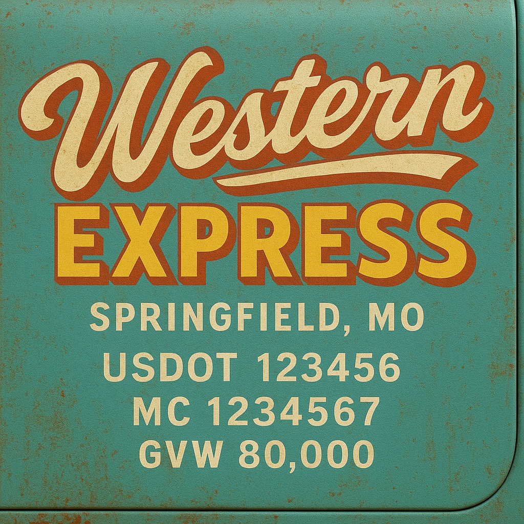 Custom Truck Door Lettering Sticker Decal Signs With Company Name, Location, USDOT, MC, CA, KYU, GVW & More | Create Your Own USDOT Truck Door Sign