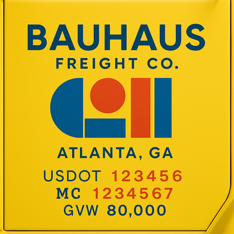 Custom Truck Door Lettering Sticker Decal Signs With Company Name, Location, USDOT, MC, CA, KYU, GVW & More | Create Your Own USDOT Truck Door Sign