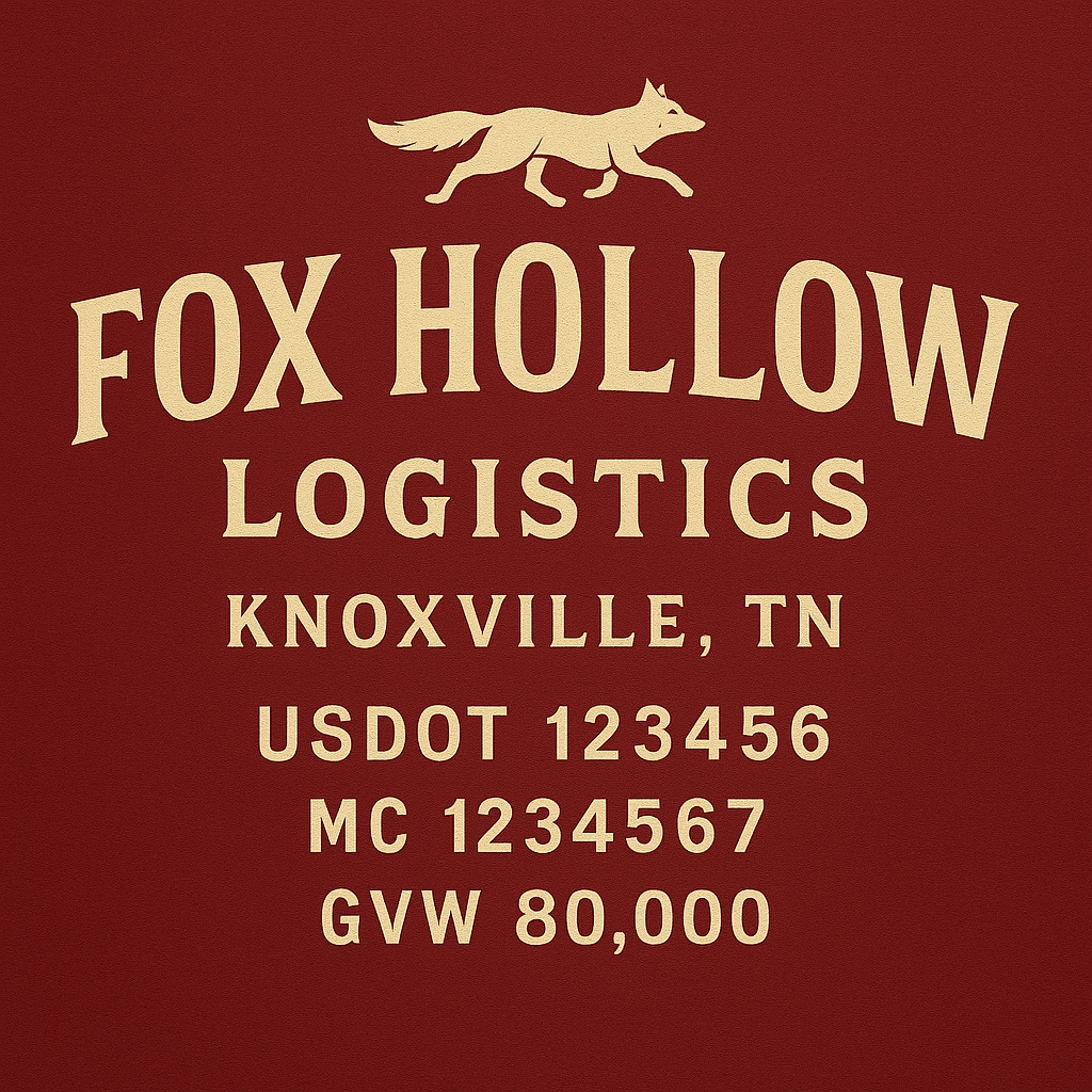 Custom Truck Door Lettering Sticker Decal Signs With Company Name, Location, USDOT, MC, CA, KYU, GVW & More | Create Your Own USDOT Truck Door Sign