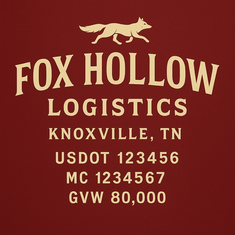 Custom Truck Door Lettering Sticker Decal Signs With Company Name, Location, USDOT, MC, CA, KYU, GVW & More | Create Your Own USDOT Truck Door Sign