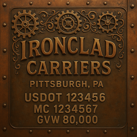 Custom Truck Door Lettering Sticker Decal Signs With Company Name, Location, USDOT, MC, CA, KYU, GVW & More | Create Your Own USDOT Truck Door Sign