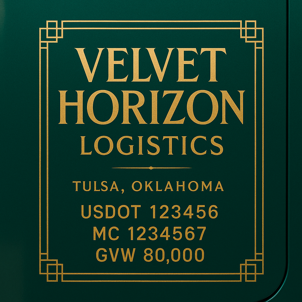 Custom Truck Door Lettering Sticker Decal Signs With Company Name, Location, USDOT, MC, CA, KYU, GVW & More | Create Your Own USDOT Truck Door Sign