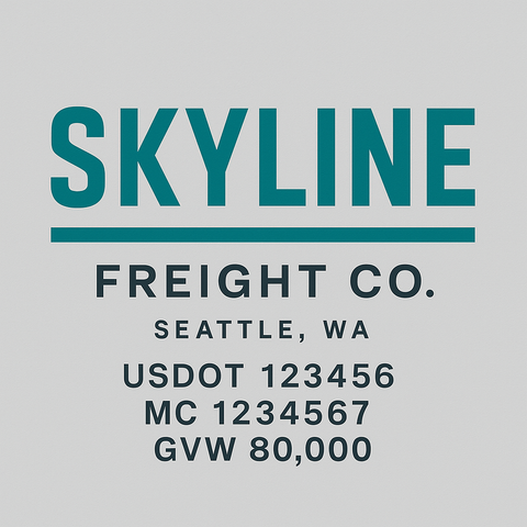 Custom Truck Door Lettering Sticker Decal Signs With Company Name, Location, USDOT, MC, CA, KYU, GVW & More | Create Your Own USDOT Truck Door Sign