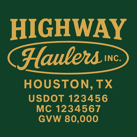 Custom Truck Door Lettering Sticker Decal Signs With Company Name, Location, USDOT, MC, CA, KYU, GVW & More | Create Your Own USDOT Truck Door Sign