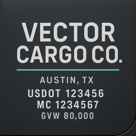 Custom Truck Door Lettering Sticker Decal Signs With Company Name, Location, USDOT, MC, CA, KYU, GVW & More | Create Your Own USDOT Truck Door Sign