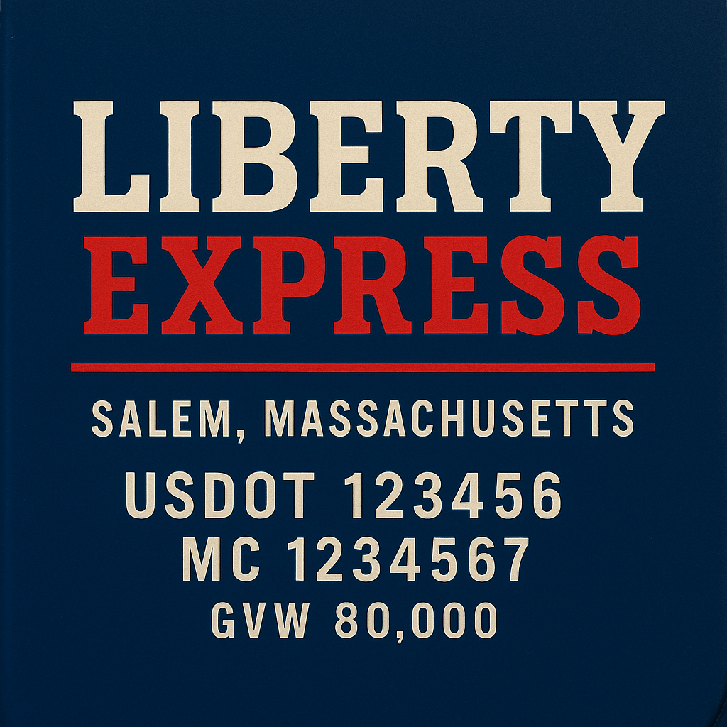 Custom Truck Door Lettering Sticker Decal Signs With Company Name, Location, USDOT, MC, CA, KYU, GVW & More | Create Your Own USDOT Truck Door Sign