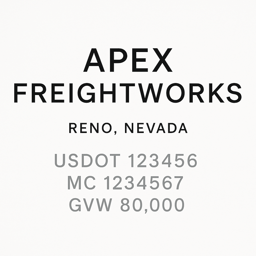 Custom Truck Door Lettering Sticker Decal Signs With Company Name, Location, USDOT, MC, CA, KYU, GVW & More | Create Your Own USDOT Truck Door Sign