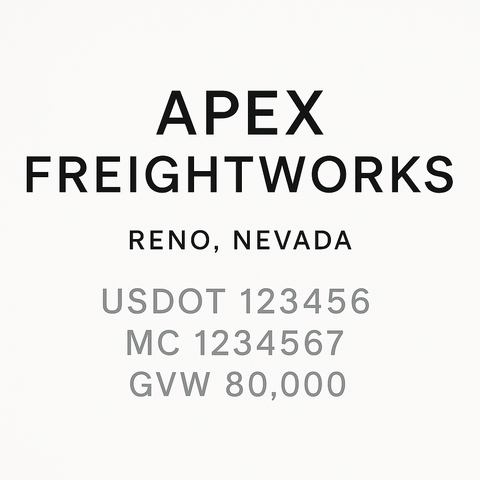 Custom Truck Door Lettering Sticker Decal Signs With Company Name, Location, USDOT, MC, CA, KYU, GVW & More | Create Your Own USDOT Truck Door Sign