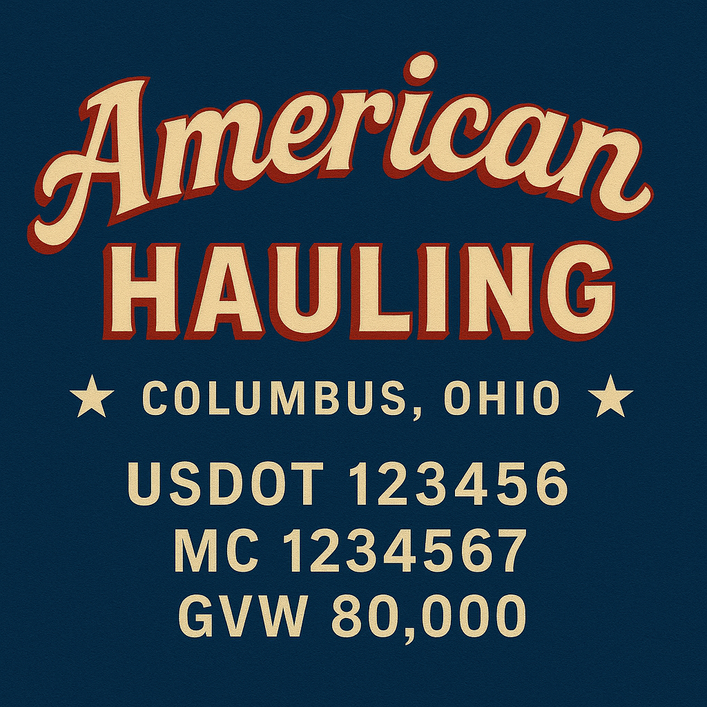 Custom Truck Door Lettering Sticker Decal Signs With Company Name, Location, USDOT, MC, CA, KYU, GVW & More | Create Your Own USDOT Truck Door Sign