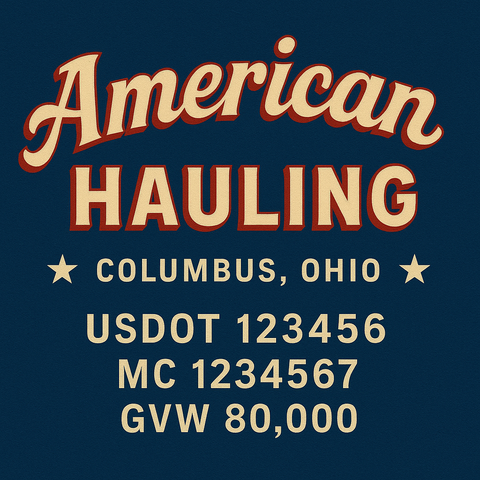 Custom Truck Door Lettering Sticker Decal Signs With Company Name, Location, USDOT, MC, CA, KYU, GVW & More | Create Your Own USDOT Truck Door Sign