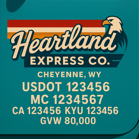 Custom Truck Door Lettering Sticker Decal Signs With Company Name, Location, USDOT, MC, CA, KYU, GVW & More | Create Your Own USDOT Truck Door Sign