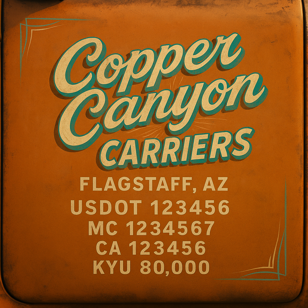 Custom Truck Door Lettering Sticker Decal Signs With Company Name, Location, USDOT, MC, CA, KYU, GVW & More | Create Your Own USDOT Truck Door Sign