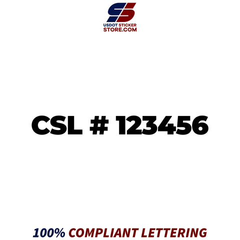 CSL Regulation Number Decal Sticker, (Set of 2)
