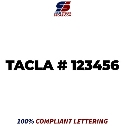 TACLA Regulation Number Decal Sticker, (Set of 2)