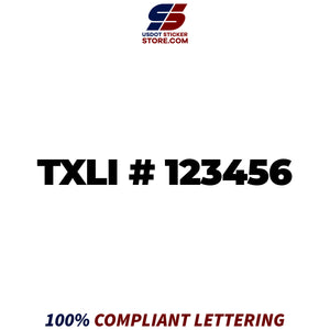 TX LI Regulation Number Decal Sticker, (Set of 2)