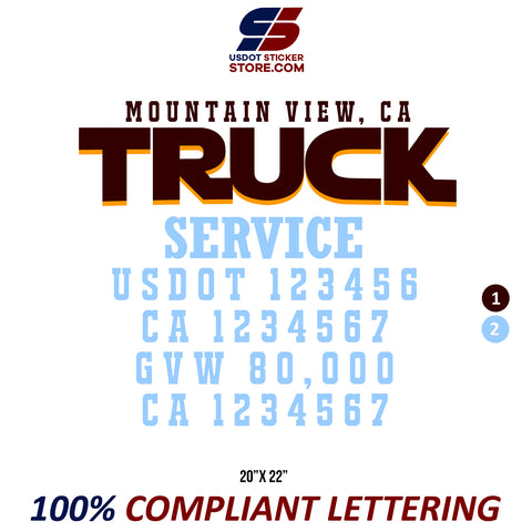 Door Company Name with USDOT,MC,GVW Number Decal