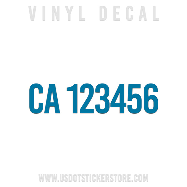 ca number decal for trucks (california regulation number) CHP
