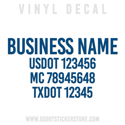 company name decal for semi truck, usdot, mc, txdot