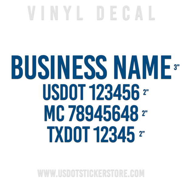 Company Name Four Line Truck Decal (USDOT), (Pair)