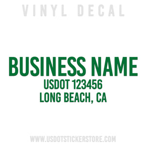 business name decal with usdot & location