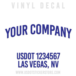 company name decal with usdot & city, state
