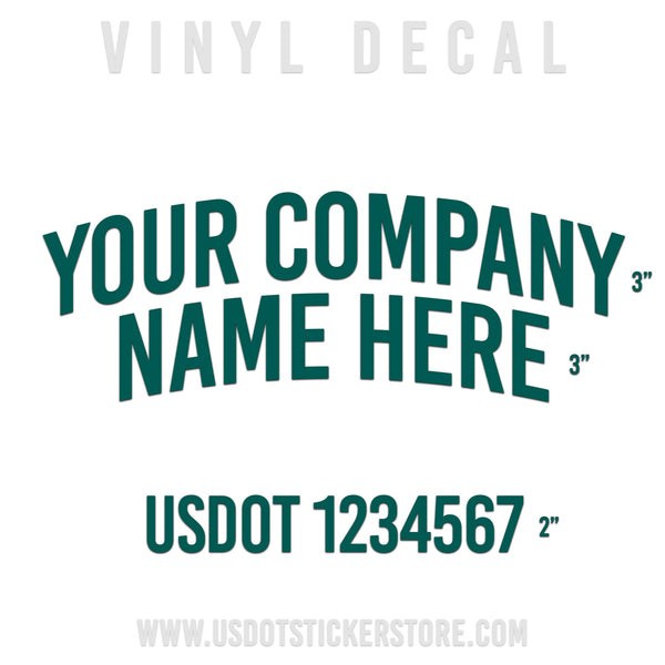 Arched Company Name Three Line Truck Decal, (Pair)