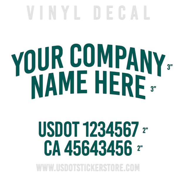 Arched Company Name Four Line Truck Decal (USDOT), (Pair)