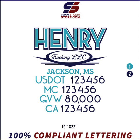 Company Name, Truck Door Decal, Location, USDOT, MC, GVW, CA