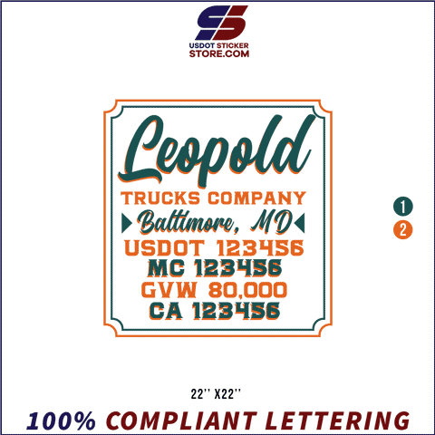Company Name, Truck Door Decal, Location, USDOT, MC, GVW, CA