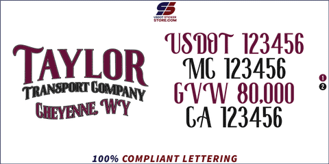 Company Name, Truck Door Decal, Location, USDOT, MC, GVW, CA