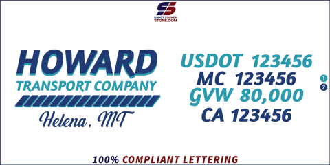 Company Name, Truck Door Decal, Location, USDOT, MC, GVW, CA
