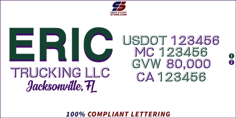 Company Name, Truck Door Decal, Location, USDOT, MC, GVW, CA