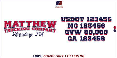 Company Name, Truck Door Decal, Location, USDOT, MC, GVW, CA