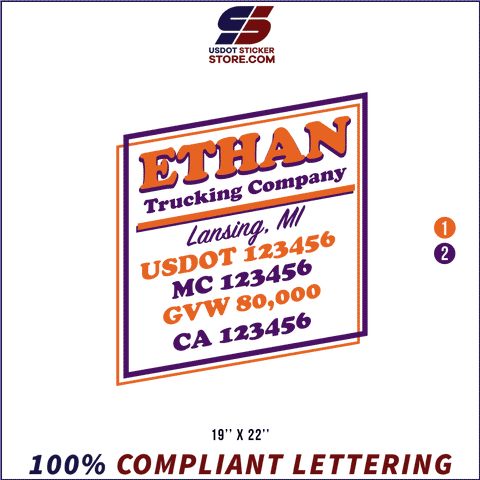 Company Name, Truck Door Decal, Location, USDOT, MC, GVW, CA