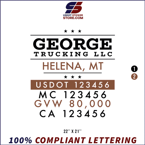 Company Name, Truck Door Decal, Location, USDOT, MC, GVW, CA