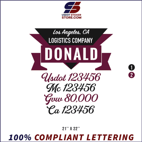 Company Name, Truck Door Decal, Location, USDOT, MC, GVW, CA