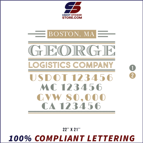 Company Name, Truck Door Decal, Location, USDOT, MC, GVW, CA