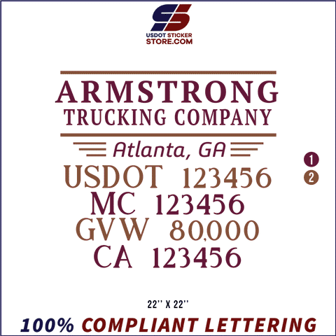 Company Name, Truck Door Decal, Location, USDOT, MC, GVW, CA