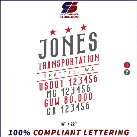 Company Name, Truck Door Decal, Location, USDOT, MC, GVW, CA