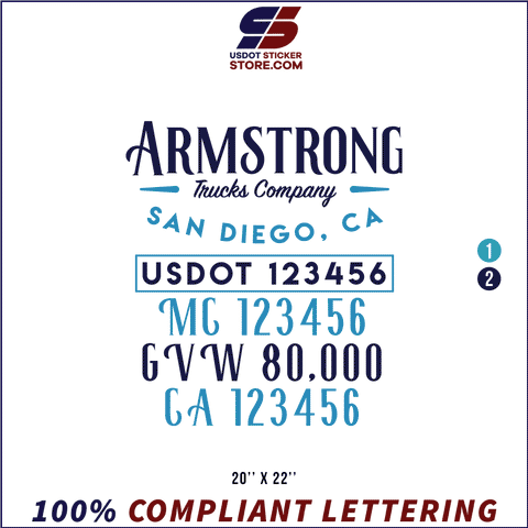Company Name, Truck Door Decal, Location, USDOT, MC, GVW, CA